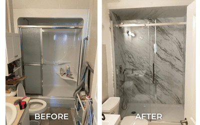 Older Ottawa bathroom stripped to the studs during demolition where asbestos can be found