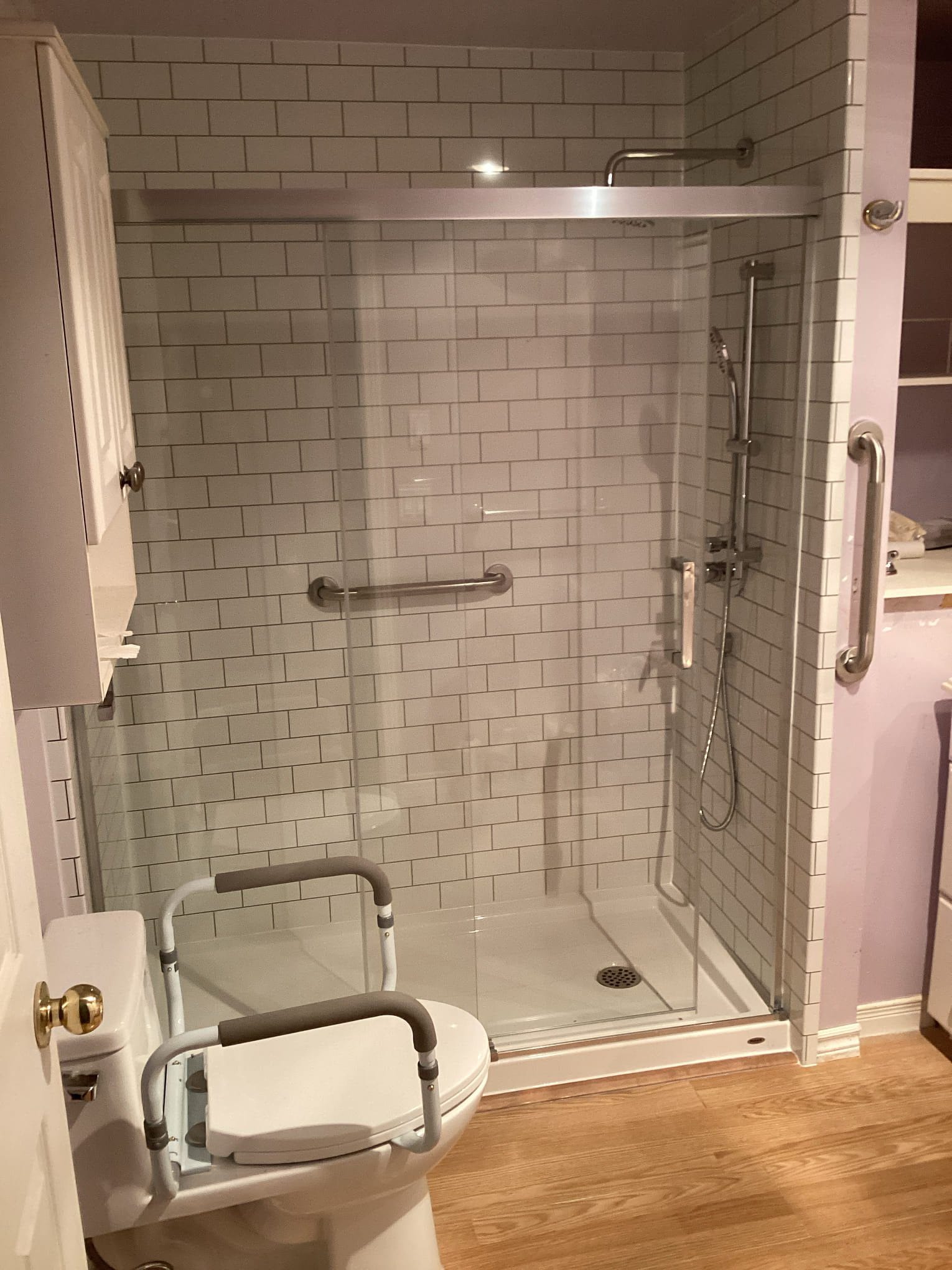 Accessible vanity with knee clearance and a lever faucet in an Ottawa bathroom renovation