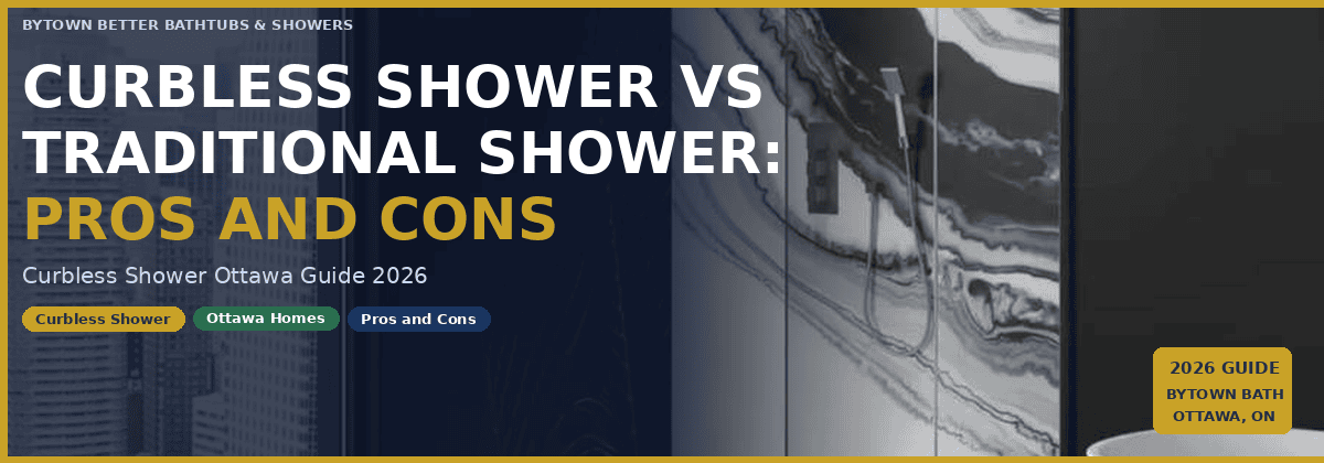 Curbless Shower vs Traditional Shower Pros and Cons Ottawa 2026 Guide by Bytown Better Bathtubs and Showers
