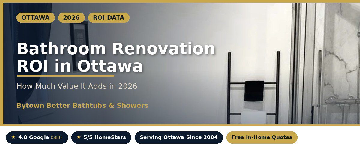 Modern bathroom renovation in Ottawa that adds home value by Bytown Better Bathtubs and Showers